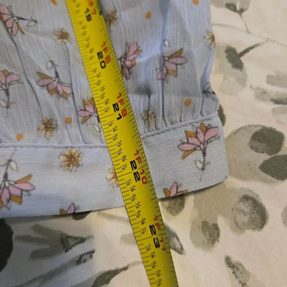 Endless rose Sheer baby blue floral Fairy Pleated tiered Cottagecore Sz Small - Picture 8 of 13